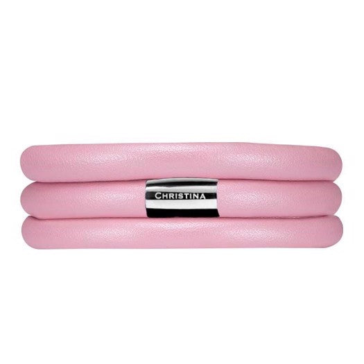 Christina Jewelry & Watches Christina læderarmbånd pink 70 cm i blødt pink læder med stållås.